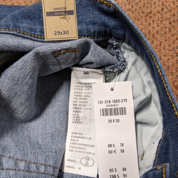 Abercrombie & Fitch Langdon Skinny Fit Jeans 29 X - Picture 3 of 3